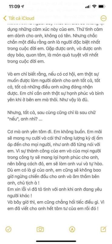 Full không che 5 bức thư tình nàng thơ Vbiz gửi Chủ tịch: 