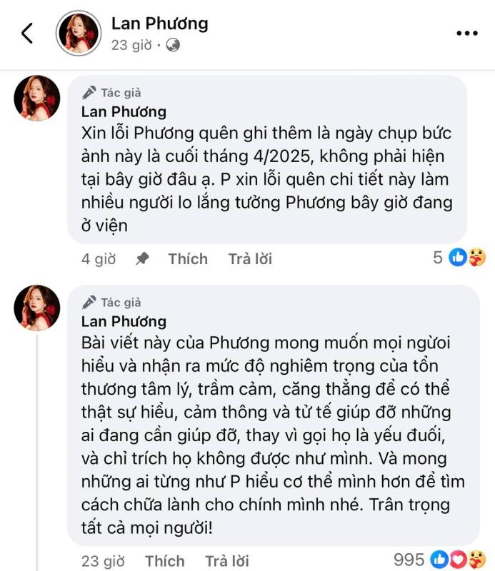 Diễn viên Lan Phương xin lỗi gấp về bức hình nhập viện cấp cứu- Ảnh 3.