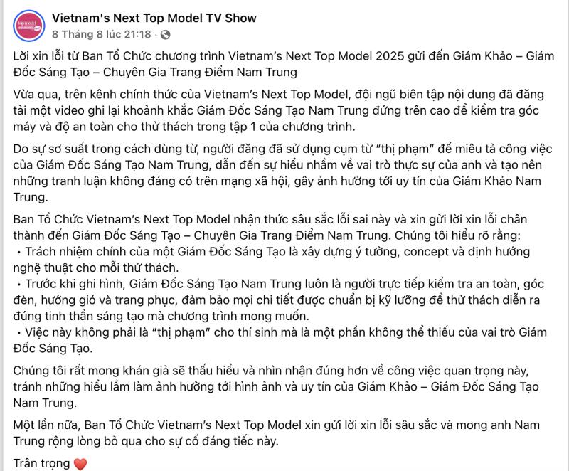 Giám khảo Nam Trung sau khi 