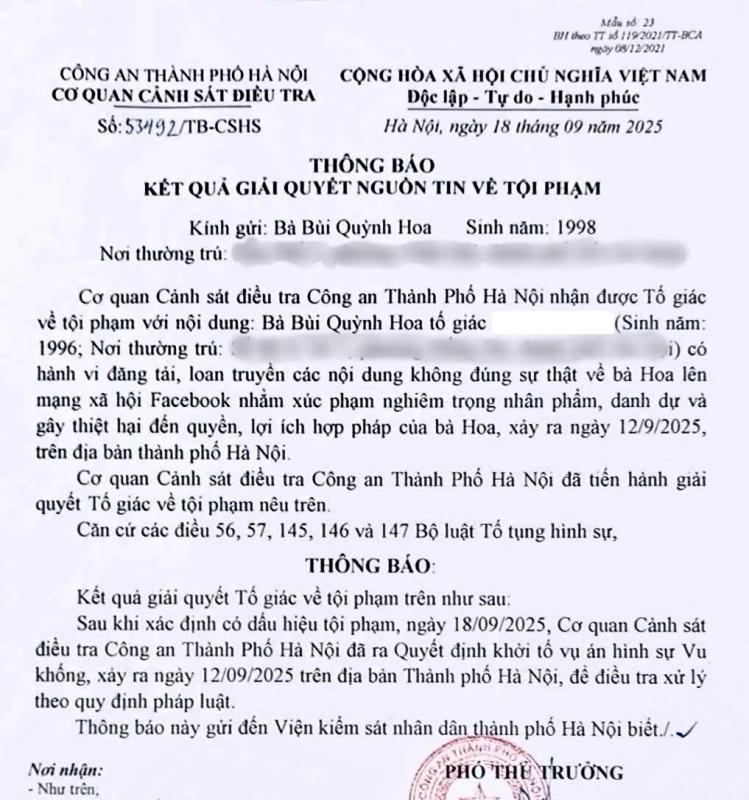 Hoa hậu Bùi Quỳnh Hoa nộp đơn tố cáo, công bố kết quả điều tra từ cơ quan chức năng- Ảnh 2.