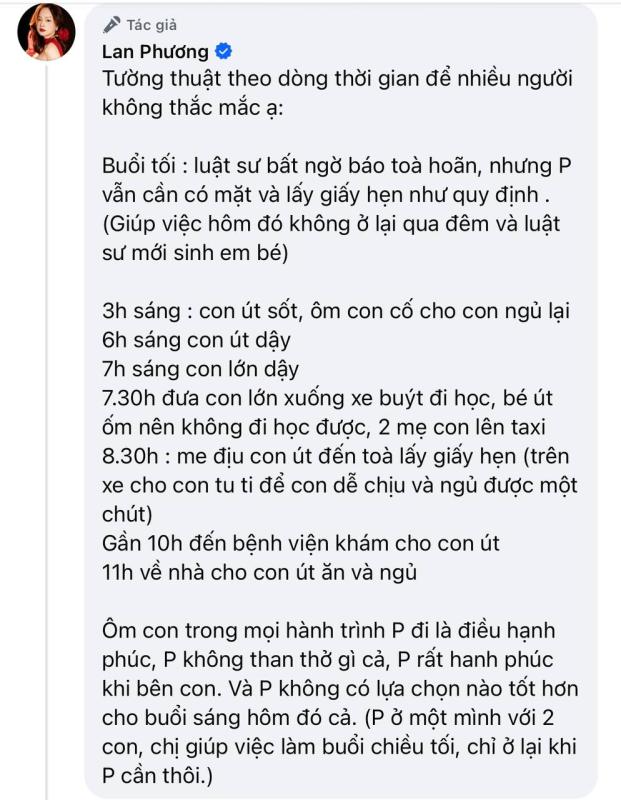 Lan Phương chia sẻ nỗi niềm ngày ra toà ly hôn với chồng Tây và lí do phải địu con đi cùng- Ảnh 1.