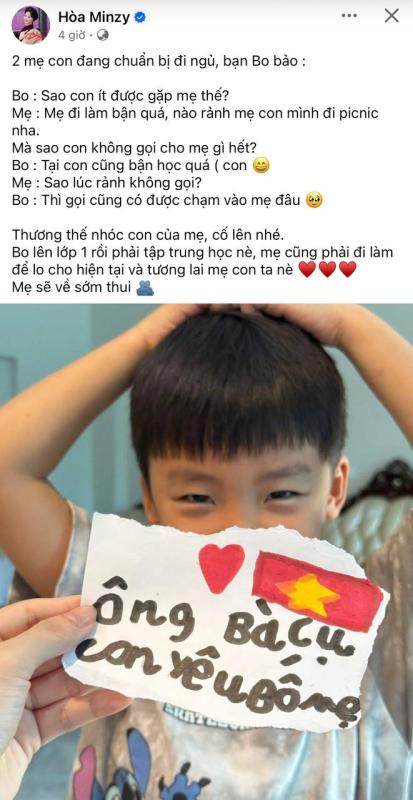 Hòa Minzy nhói lòng vì câu nói hồn nhiên của con trai, hé lộ lý do ít chia sẻ hình ảnh bé- Ảnh 1.