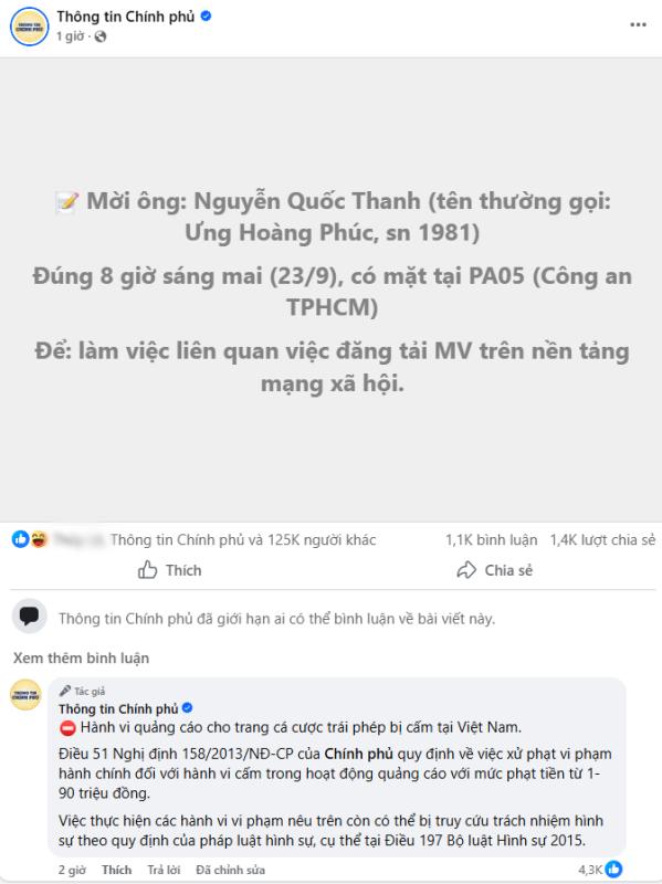 Trang Thông tin Chính Phủ lần đầu nhắc tên Ưng Hoàng Phúc, nội dung cực căng còn nhắc đến Bộ luật Hình sự- Ảnh 1.