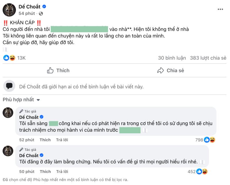 Fanpage Quán quân Rap Việt Dế Choắt xuất hiện bài đăng gây sốc- Ảnh 1.