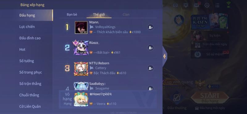 Top 1 Thách Đấu Liên Quân Mobile là 