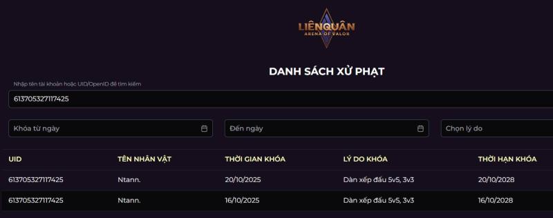 Top 1 Thách Đấu Liên Quân Mobile là 