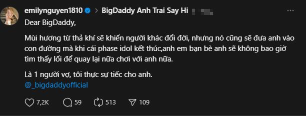 Emily nhắn BigDaddy: Là 1 người vợ, tôi thật sự tiếc cho anh!- Ảnh 1.