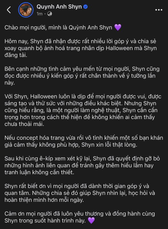 Quỳnh Anh Shyn xin lỗi, gỡ gấp bộ ảnh Halloween Ông Thọ gây tranh cãi- Ảnh 3.