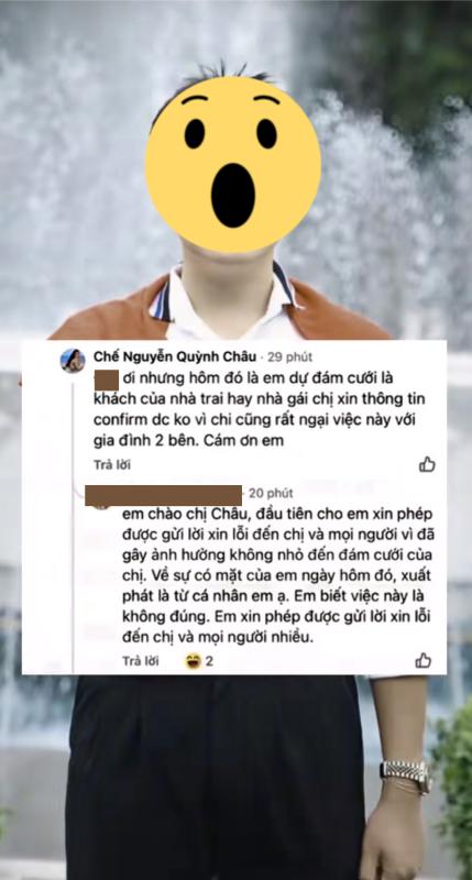 Tá hoả cảnh người lạ trà trộn vào đám cưới Quỳnh Châu, phản ứng gây sốc khi bị phát hiện 