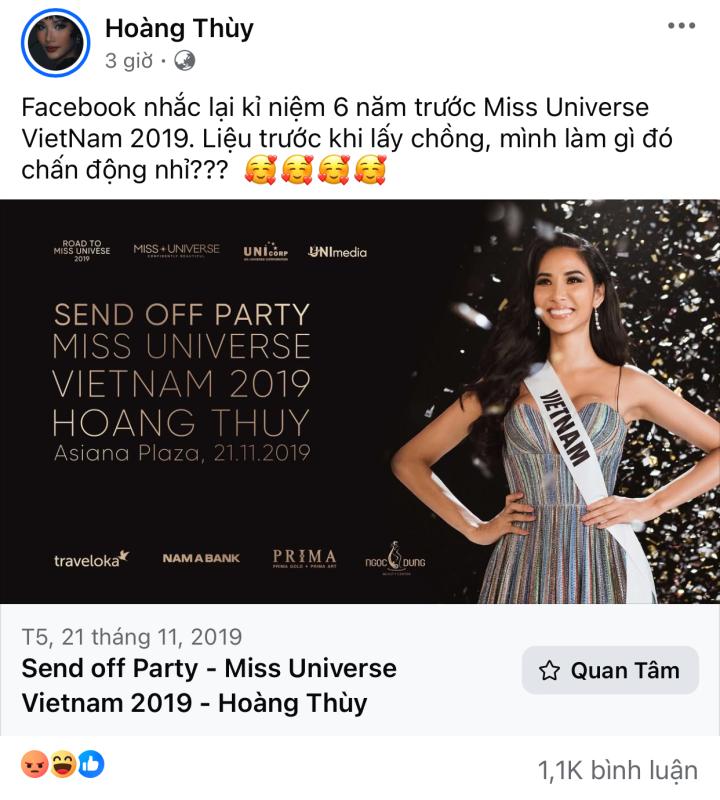 Hoàng Thuỳ lên tiếng về bài đăng ngay lúc Hương Giang out top: