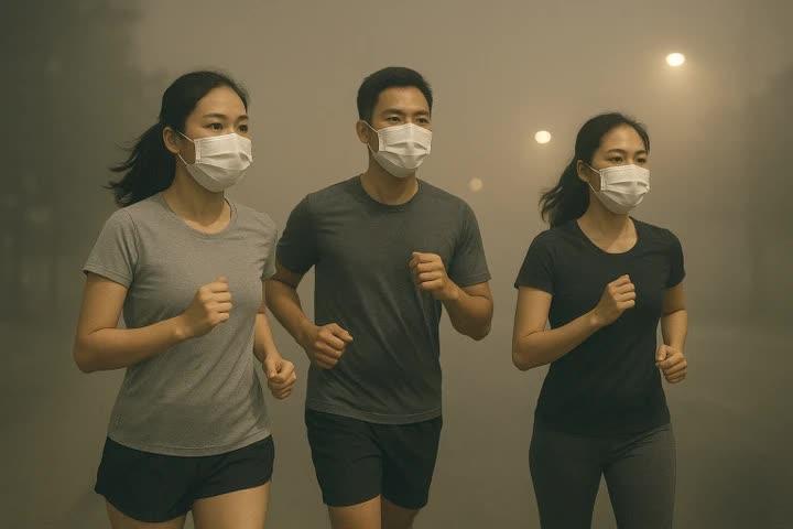 Chạy đêm cũng không thoát bụi mịn- Ảnh 1.