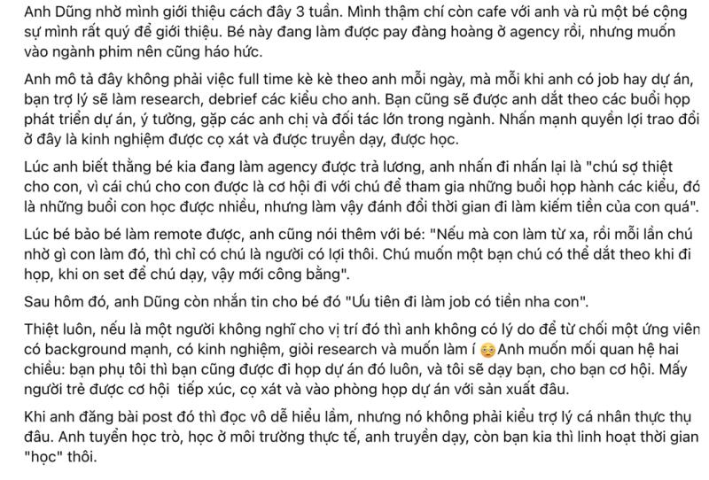 Ồn ào tuyển trợ lý không lương của đạo diễn Quang Dũng: Chuyên gia trong nghề lên tiếng bênh vực- Ảnh 5.