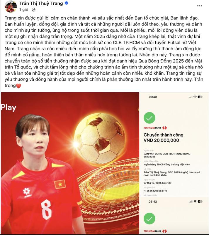 Khép lại drama: Thuỳ Trang lên tiếng sau status ám chỉ Gala Quả bóng vàng 