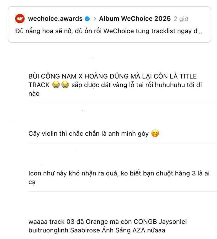 Hé lộ tracklist album WeChoice Awards 2025: Loạt tổ hợp đỉnh cao, dân mạng thay nhau “manifest”- Ảnh 4.