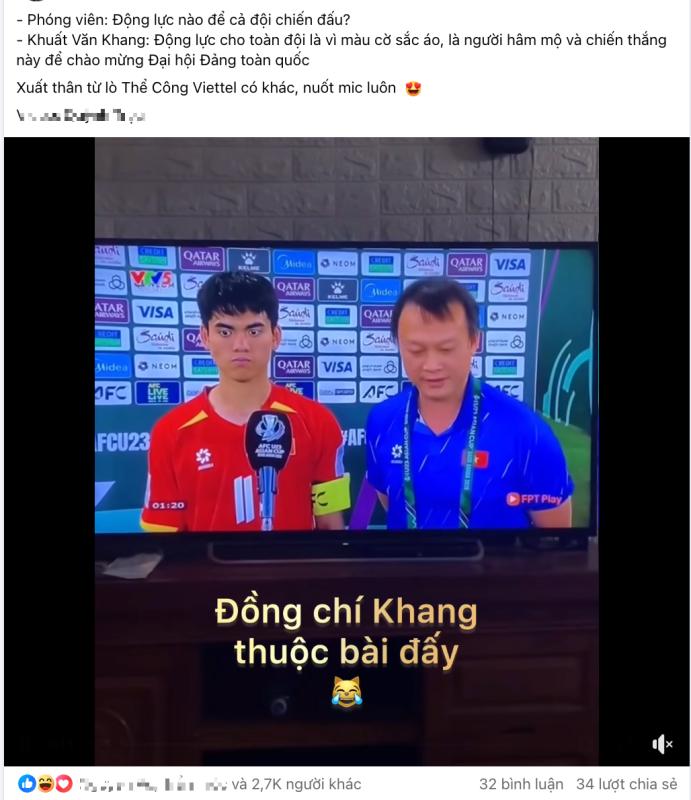 Đội trưởng U23 Việt Nam viral với màn trả lời phỏng vấn như 