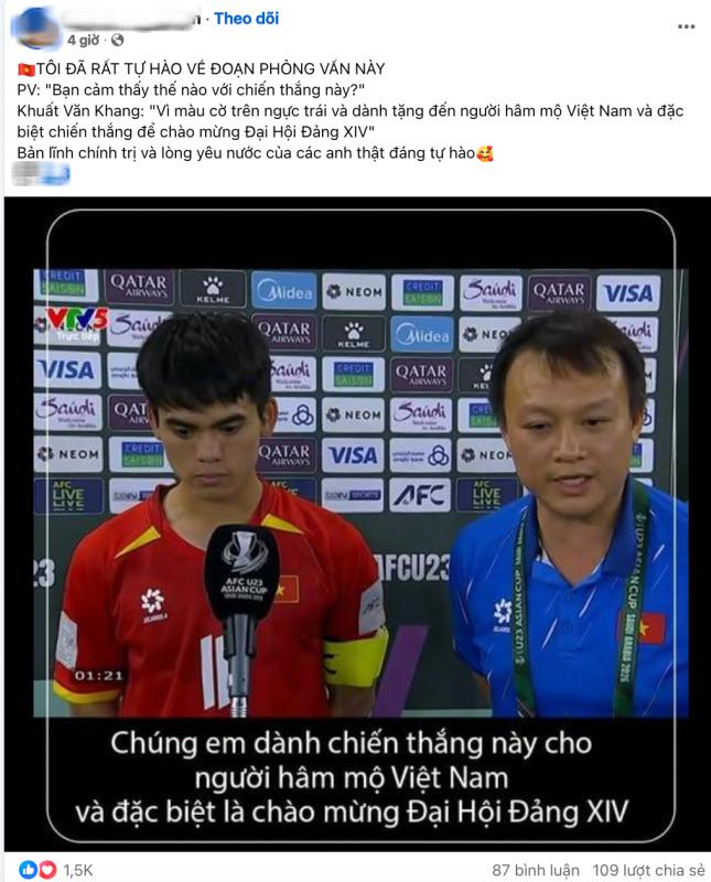 Đội trưởng U23 Việt Nam viral với màn trả lời phỏng vấn như 