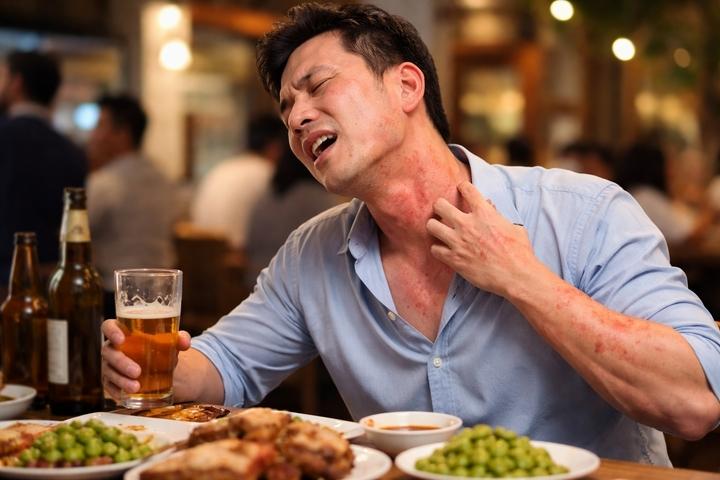Uống vài ngụm rượu đã nổi mề đay, khó thở: Dấu hiệu dị ứng đe dọa tính mạng- Ảnh 1.