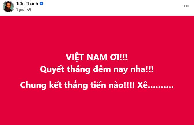 Hòa Minzy hứa tặng quà nóng, cùng Trấn Thành và dàn sao cổ vũ U23 Việt Nam chiến thắng U23 Trung Quốc- Ảnh 1.