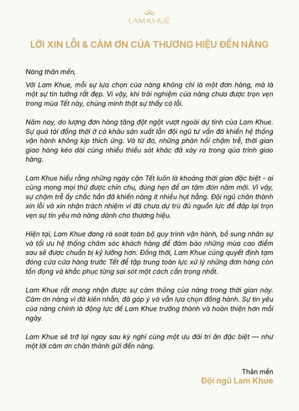 1 thương hiệu áo dài lên tiếng xin lỗi ngày cận Tết- Ảnh 1.