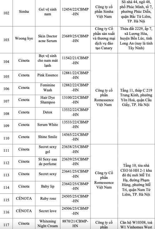 Bộ Y tế công bố 131 loại mỹ phẩm bị thu hồi trên toàn quốc- Ảnh 10.