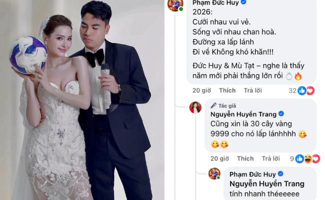 MC Huyền Trang Mù Tạt tung ảnh cưới cùng tuyển thủ Việt Nam ngay năm mới, còn 