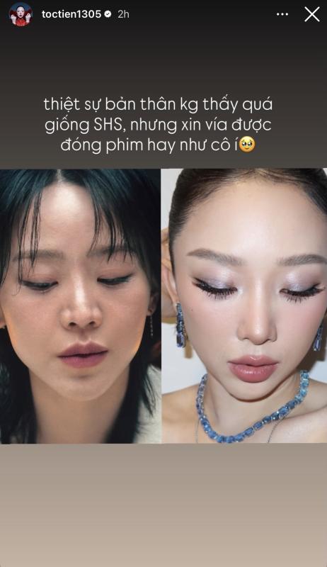 29 tết Tóc Tiên bất ngờ đăng ảnh so sánh mình với 1 mỹ nhân- Ảnh 2.