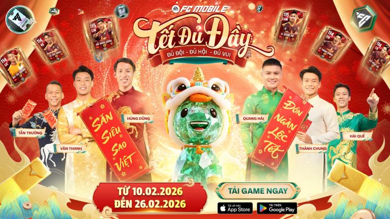 EA SPORTS FC Mobile Việt Nam tung sự kiện “Tết Đủ Đầy”: Lì xì lên tới 22.026 Đá Quý, dàn sao Việt hội tụ- Ảnh 1.