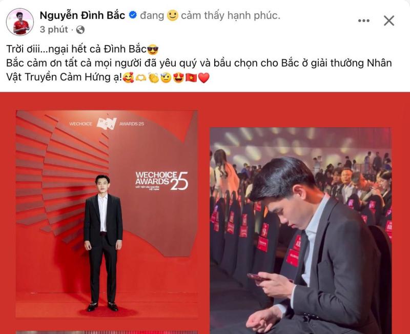 Đình Bắc đang cảm thấy hạnh phúc tại WeChoice Awards 2025- Ảnh 1.