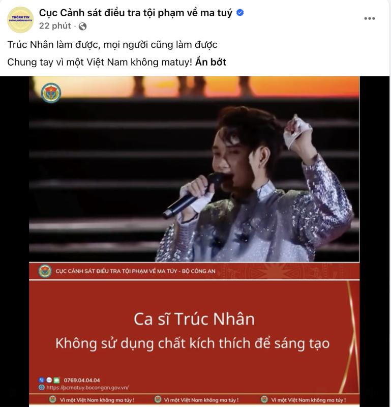 Clip Trúc Nhân xuất hiện trên trang Cục Cảnh sát điều tra tội phạm về ma túy- Ảnh 1.