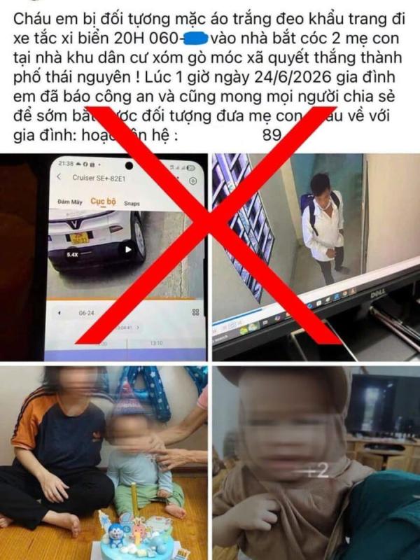 Công an bác tin đồn hai mẹ con bị bắt cóc ở Thái Nguyên- Ảnh 1.