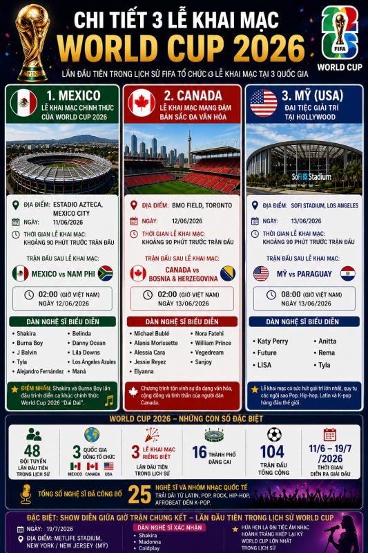 Tất tần tật thông tin 3 lễ khai mạc World Cup 2026 - Ảnh 1.