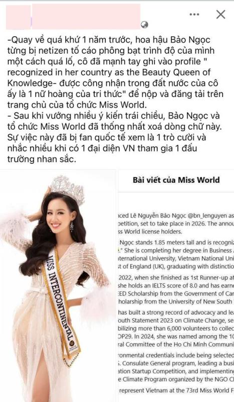 Xôn xao tin đồn về động thái của Miss World giữa ồn ào Bảo Ngọc "phông bạt"- Ảnh 1.