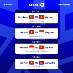 Lịch thi đấu đội tuyển Việt Nam tại ASEAN Cup 2026