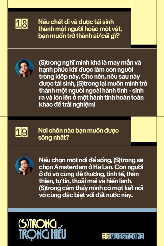 35 Questions x (S)trong Trọng Hiếu: “Tôi chỉ là một đứa trẻ đang ở trọ trên thế gian”  - Ảnh 38.