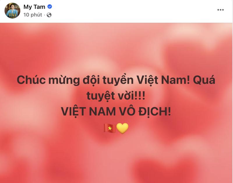 Mỹ Tâm và cả showbiz ăn mừng ĐT Việt Nam vô địch Đông Nam Á, Hoà Minzy check-in SVĐ Mỹ Đình, Diệu Nhi hẹn "đi bão" - Ảnh 13.