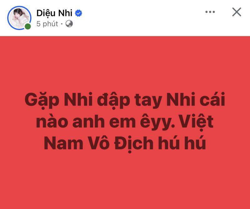 Mỹ Tâm và cả showbiz ăn mừng ĐT Việt Nam vô địch Đông Nam Á, Hoà Minzy check-in SVĐ Mỹ Đình, Diệu Nhi hẹn "đi bão" - Ảnh 18.
