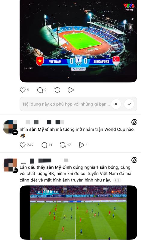 Cộng đồng mạng Đông Nam Á "dậy sóng" vì sân Mỹ Đình: Cỏ xanh mướt cữ ngỡ trận đấu ở World Cup- Ảnh 2.