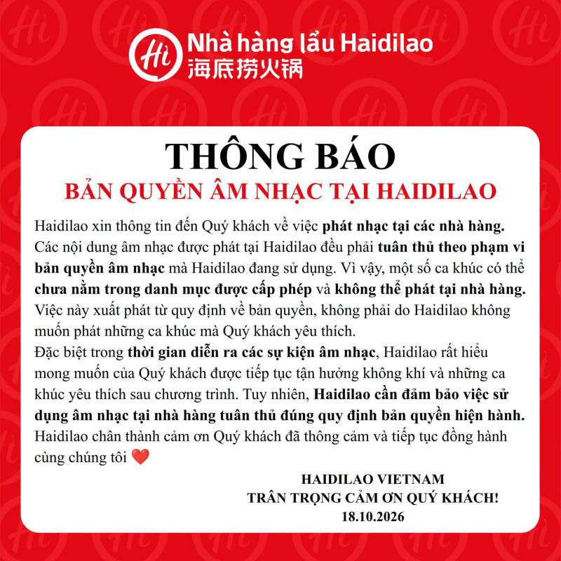 Chuyện gì đang xảy ra khiến Haidilao phải lên tiếng về bản quyền âm nhạc?- Ảnh 1.