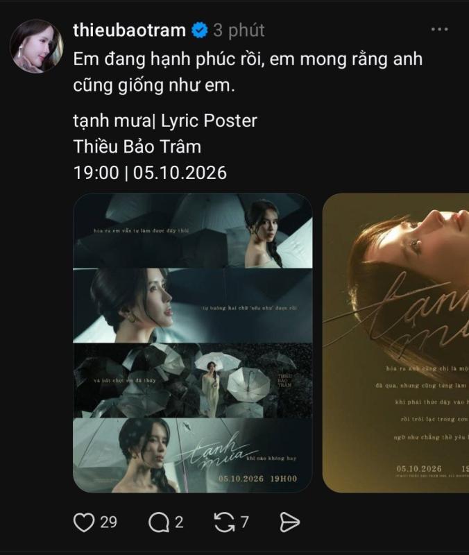 Thiều Bảo Trâm: “Em đang hạnh phúc rồi, em mong rằng anh cũng giống như em”- Ảnh 1.